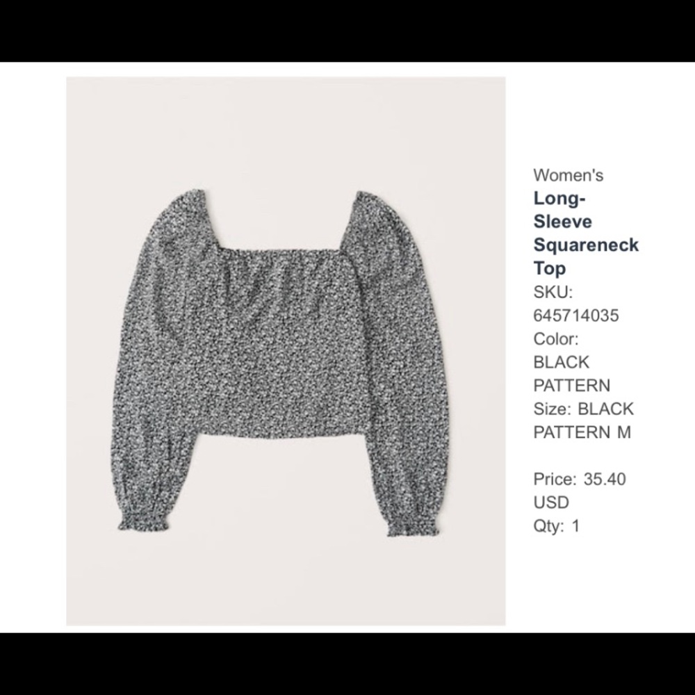 AF Long Sleeve Square Neck Floral Top